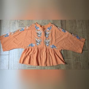 Embroidered floral boho top